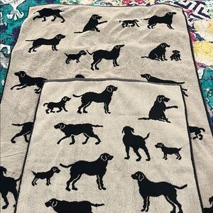 HATLEY black Labrador towels set 3 pc bath & hand towel lab dogs puppy EUC